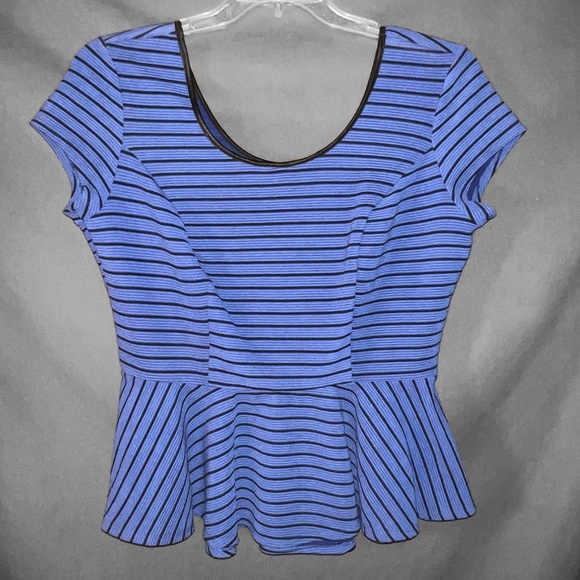 Xhilaration Blue and Black Striped Blouse - Picture 1 of 4